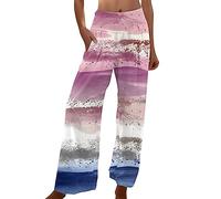 HOOUDO Lightning Deals Women Summer Trousers Loose Fit Casual Lounge Pants Plus Size Floral Print Easy Care Beach Hot Pants Long Elegant Yoga Pants Jeggings Pink