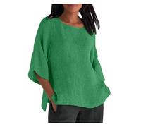 HOOUDO Liquidation Pallets Ladies Tops 2025 Loose Tee Shirts Bubble Round Neck Blouses Letter Button Up Comfortable Plus Size for Work Athletic Tank Clothes Green