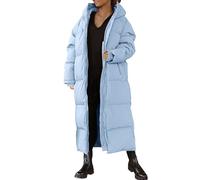 HOOUDO Long Puffer Coats for Women Winter Warm Hooded Jackets Padded Down Quilted Jacket Outerwear Thicken Long Sleeve Overcoat Longline Full Zip Cardigans Raincoat Hoodies Coat with Pockets