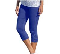 HOOUDO Marketplace UK Clearance Spring Sale 2024 3/4 Leggings for Women UK 2pk High Waist Capri Leggings for Women UK Cheap Dresses Cropped Trousers Women Size 22 Blue