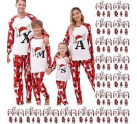 HOOUDO Matching Family Pyjamas Matching Christmas Pjs for Family 2025 A-Z Letters Graphic Xmas Pyjamas Christmas Set
