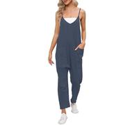HOOUDO Maternity Dungarees for Pregnancy Long Wide Leg Jumpsuits with Pocket Loose Casual Playsuits Summer Baggy Romper Overalls Ladies Fashion Playsuit Overalls Trousers Pants My Orders A Blue