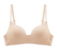 HOOUDO Must Haves for Teen Girls Ladies Bras Push Up Sleeping Bra Non Wired Lace Minimiser Bra Crop Top Non Padded Wide Strap Bralettes Tshirt for Ladies Beige