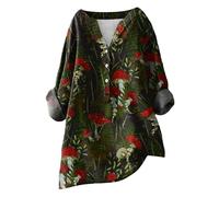 HOOUDO Must Haves for Teen Girls Summer Linen Tops for Women UK Long Sleeve V Neck Blouses Shirts Loose Casual Tunic Top Tee Ladies Button Down T-Shirt Pullover Plus Size