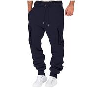 HOOUDO Orders Placed by Me Recently Men’s Trousers Comfort Loose Fit Dress Pants Drawstring Military Workwear Bottom Lightweight High Waist Cargo Trousers Business Casual Camping Yoga Pants Navy