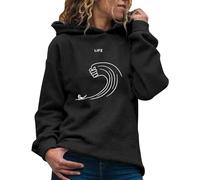 HOOUDO Oversized Hoodies for Women UK Graphic Hoody Sweatshirts with Pockets Drawstring Pullovers Tops Fashion Y2K Sweaters Teenagers Winter Outfits Streetwear Black