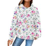 HOOUDO Oversized Hoodies for Women UK Pattern Hoody Sweatshirts Pockets Drawstring Pullover Tops Warm Y2K Sweater Ladies Winter Clothes Cardigan Today 2024 April Shorts White