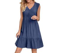 HOOUDO Plus Size Dresses for Women 22-24 Summer Dresses for Women Sleeveless V Neck Beach Dress Adjustable Strap Knee Length Sundresses Loose Ruffled Hem Tank Sundress,My Orders UK 2025