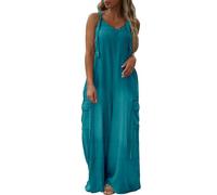 HOOUDO Plus Size Jumpsuit Loose Baggy Overalls Ladies Casual Jumpsuits UK Oversized Wide Leg Playsuit with Pockets Plus Size Summer Trousers Pants Romper My Orders Blue