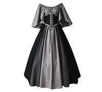 HOOUDO Renaissance Corset Renaissance Dress Women Traditional Irish Medieval Costume Corset Halloween Costumes Regency Victorian Gothic Carnival Outfits Goth Clothes A Black