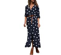HOOUDO Sale Items Under 5 Pounds Shirt Dresses for Women UK Plus Size Long Sleeve Summer Dresses Elegant Casual Long Maxi Dresses Button Beach Cover-Ups Sun Dresses Fall Fridays