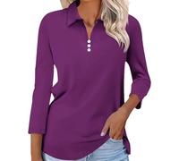 HOOUDO Senior Deals of The Day Ladies Tops Comfy Loose T-Shirt 3/4 Sleeve Halter Neck Blouses Polka Dots Button Down Simple Plus Size for Office Workout Tank Streetwear Hot Pink