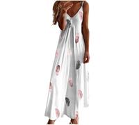 HOOUDO Stuff for 1 Pound Womens Summer Maxi Dresses Strappy Boho Floral V Neck Casual Tank Dress Beach Cover Ups Bohemian Long Sundress 5 Monthly Payments Items B White