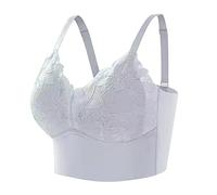 HOOUDO Summer Sale Bras for Women UK Sexy Soft Bra Non Wired Comfortable Minimiser Bra Crop Top Non Padded Full Coverage Bralettes T Shirt for Large Bust Grey