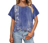 HOOUDO Summer Tops for Women UK Crew Neck Batwing Sleeve T-Shirts Oversized Loose Blouses Shirts Pullover Ladies Casual Blouse Top Tee