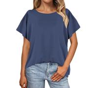 HOOUDO Summer Tops for Women UK Crew Neck Batwing Sleeve T-Shirts Oversized Loose Blouses Shirts Pullover Ladies Casual Blouse Top Tee