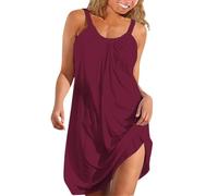 HOOUDO Sun Dresses for Women UK Plus Size Casual Summer Dresses Holiday Boho Beach Dresses Scoop Neck Sleeveless Tank Dress Ladies Swing Cover Ups