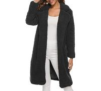 HOOUDO Teddy Coats for Women UK Fluffy Plus Size Jacket Parka Coat with Pockets Comfy Cozy Overcoat Casual Long Open Front Sherpa Fleece Cardigan Vintage Jackets