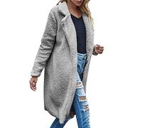 HOOUDO Teddy Coats for Women UK Fluffy Plus Size Jacket Parka Coat with Pockets Comfy Cozy Overcoat Casual Long Open Front Sherpa Fleece Cardigan Vintage Jackets