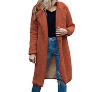HOOUDO Teddy Coats for Women UK Fluffy Plus Size Jacket Parka Coat with Pockets Comfy Cozy Overcoat Casual Long Open Front Sherpa Fleece Cardigan Vintage Jackets