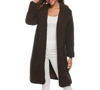 HOOUDO Teddy Coats for Women UK Fluffy Plus Size Jacket Parka Coat with Pockets Comfy Cozy Overcoat Casual Long Open Front Sherpa Fleece Cardigan Vintage Jackets