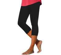 HOOUDO Things for 2 Pound Cropped Leggings for Women UK 3/4 Length Stretchy Summer Trousers Plus Size Elastic Shorts Ladies High Waisted Casual Pants 3 Pound Items