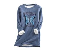 HOOUDO Things For 2 Pound Sweatshirts for Women UK Fleece Lined Thick Jumper Tops Plush Warm Sweaters Long Sleeve Crewneck Winter Blouses Shirt Soft Sherpa Pullover Underwear Fall Deals