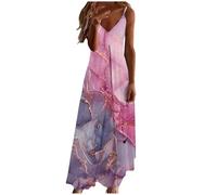 HOOUDO Travel Must Haves Womens Summer Maxi Dresses Strappy Boho Floral V Neck Casual Tank Dress Beach Cover Ups Bohemian Long Sundress Bargains of The Day Sale