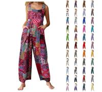 HOOUDO White Jumpsuit Dungarees for Women UK Long Loose Casual Overall Cotton Sleeveless Jumpsuit Playsuit Summer Baggy Vintage Romper My Orders UK 2024