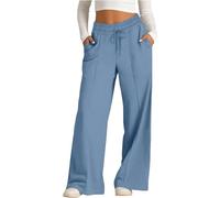 HOOUDO Wide Leg Joggers for Women UK Baggy Elastic High Waisted Sweatpants Loose Casual Tracksuit Bottoms Ladies Lounge Trousers Jogger Pants for Sport Yoga Running Items Under 1 Pound Sky Blue