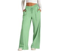 HOOUDO Wide Leg Joggers for Women UK Baggy Elastic High Waisted Sweatpants Loose Casual Tracksuit Bottoms Ladies Lounge Trousers Jogger Pants for Sport Yoga Running Fall Deals of The Day UK Green