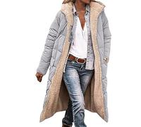 HOOUDO Winter Coats for Women UK Warm Fleece Lined Overcoat Outerwear Full Zip Hooded Long Jackets Ladies Long Sleeve Down Jacket Longline Padded Puffer Coat Cardigans Quilted Raincoat Hoodies