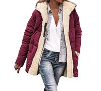 HOOUDO Winter Coats for Women UK Warm Fleece Lined Overcoat Outerwear Full Zip Hooded Long Jackets Ladies Long Sleeve Down Jacket Longline Padded Puffer Coat Cardigans Quilted Raincoat Hoodies