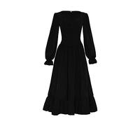 HOOUDO Women Halloween Fancy Dress Cosplay Vintage Medieval Dress Steampunk Victorian Irish Dress Witches Swing Renaissance Costume Bell Sleeve Traditional Gothic Dresses Black