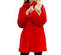 HOOUDO Women Teddy Coats Plush Plus Size Jacket Outwear Coat with Pockets Soft Thick Overcoats Elegant Longline Open Front Teddy Fleece Cardigan Vintage Jackets