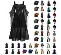 HOOUDO Women Tops Sale Clearance Halloween Costumes for Women UK Renaissance Medieval Clothes Cosplay Regency Costume Gowns Cocktail Party Dress Victorian Irish Outfits Sets for Women Sale