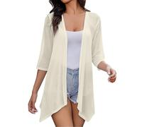 HOOUDO Women's Cardigans Lightweight Waterfall Cardigan Plus Size Open Front Top Ladies long Sleeve Kimono Jumpers Loose Casual Outerwear with Pocket
