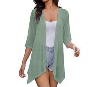 HOOUDO Women's Cardigans Lightweight Waterfall Cardigan Plus Size Open Front Top Ladies long Sleeve Kimono Jumpers Loose Casual Outerwear with Pocket Today 2024 April Shorts A Green