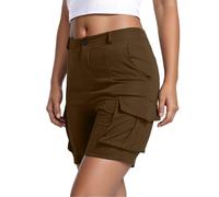 HOOUDO Womens Cargo Shorts Size 12 Ladies Casual Combat Pants Summer High Waisted Wide Leg Bermuda Shorts Knee Length Tracksuit Bottoms Prime of Day 2025ial Offers Brown