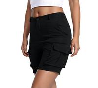 HOOUDO Womens Cargo Shorts Size 16 Ladies Casual Combat Pants Summer High Waisted Wide Leg Bermuda Shorts Knee Length Tracksuit Bottoms Today 2025 Clearance Black