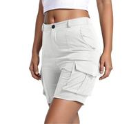 HOOUDO Womens Cargo Shorts Size 20 Ladies Casual Combat Pants Summer High Waisted Wide Leg Bermuda Shorts Knee Length Tracksuit Bottoms Prime of Day 2025ial Offers White