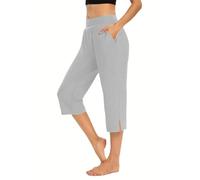 HOOUDO Womens Cropped Trousers Summer Lightweight Yoga Pants Stretchy High Waist Cropped Trousers Ladies Wide Leg Joggers Lounge Shorts My Orders