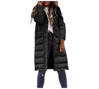 HOOUDO Women's Down Jacket Trendy Waterproof Puffer Jackets Sale Clearance Hooded Overcoat Plain Longline Quilted Coats Thick Elegant Parka Hoodies Cardigans Outerwear