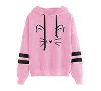 HOOUDO Women's Hoodie Print Autumn Winter Hooded Sweatshirts Long Sleeve Loose Comfort Sweater Cotton Funny Clothing Going Out Christmas Sportswear Jacket Pink