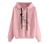 HOOUDO Womens Hoodies 2024 Winter Autumn Hooded Sweatershirt Lightweight Cute Casual Pullover Top with Drawstrings Teens Graphic Sweater Jumpers Coat Must Haves For Women Pink