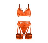 HOOUDO Womens Lingerie Set Naughty Padded Bra and Panty Sets Costume Sleepwear Plus Size 3 Pieces Bodysuit Underwear Bedroom Female Erotic Clothing Valentines Gift with Garter Belt
