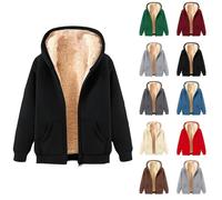 HOOUDO Women's Teddy Fleece Hoodie Winter Coat Sherpa Lined Jackets Full Zip Hoodies Teddy Bear Coats Ladies Fleece Top Jacket Sweater Outwear Clothe