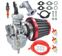 HOOUP PZ20 Carb Carburetor Air filter Kit for 50cc 70cc 90cc 110cc 125cc Tao tao 110B Coolster Apollo Kazuma Baja Chinese Quad Kids ATV Four Wheeler XR70 XR80 CRF70 CRF80F Dirt Pit bike Parts Red