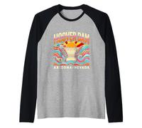Hoover Dam Arizona Nevada Vintage Retro Colorful Graphic Raglan Baseball Tee