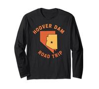Hoover Dam Road Nevada Arizona Map Retro Vacation Long Sleeve T-Shirt